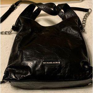 Michael Kors, black patent leather shoulder bag